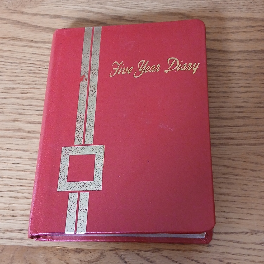 Vintage Red Leather Five Year Diary Journal